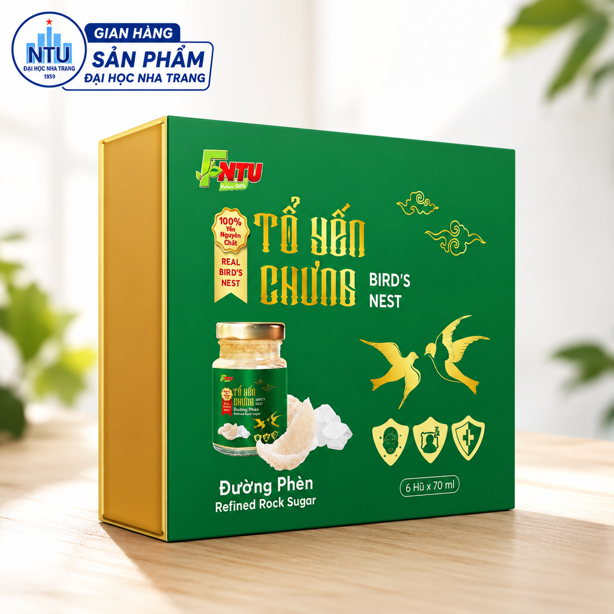 TỔ YẾN CHƯNG ĐƯỜNG PHÈN - HỘP 6 HŨ