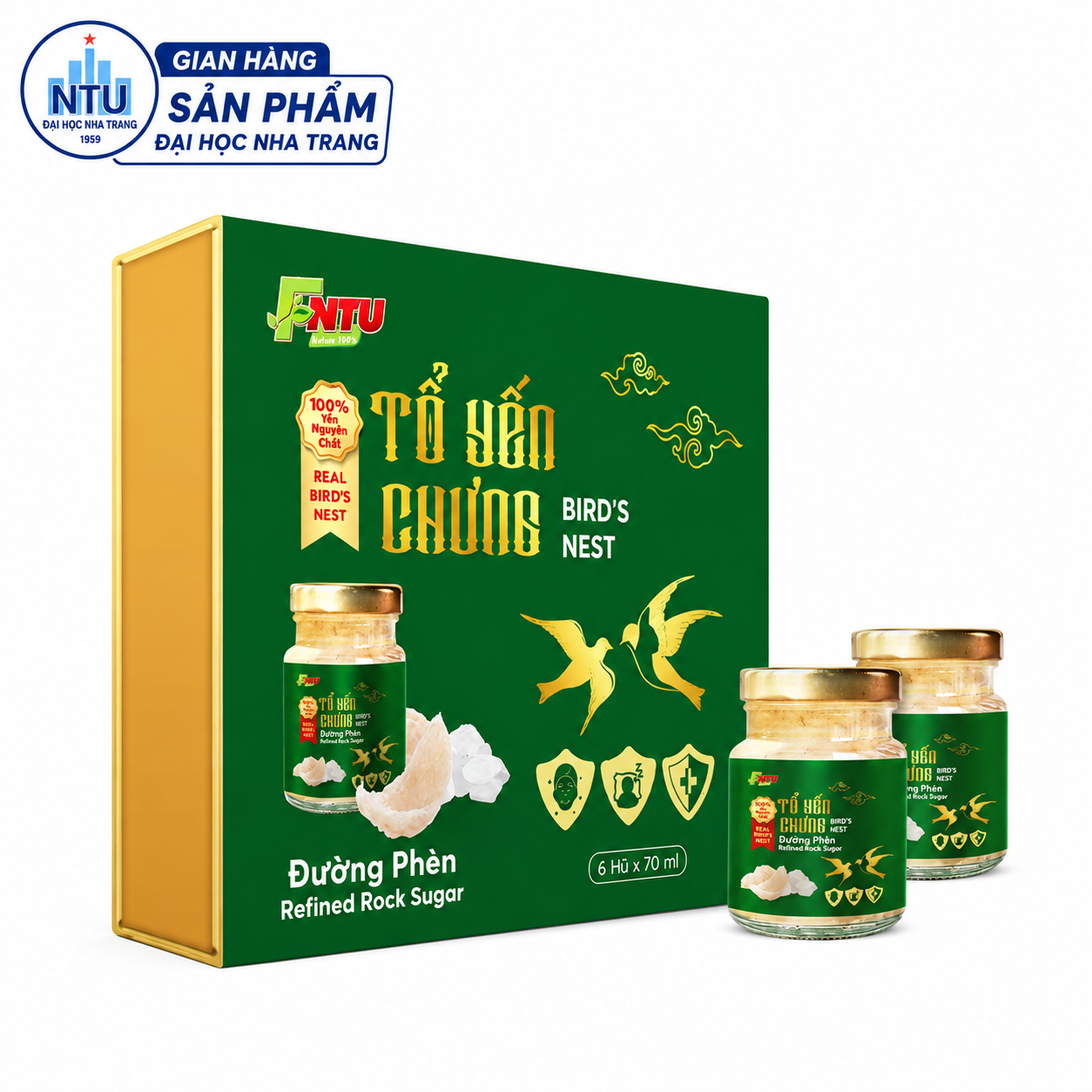 TỔ YẾN CHƯNG ĐƯỜNG PHÈN - HỘP 6 HŨ