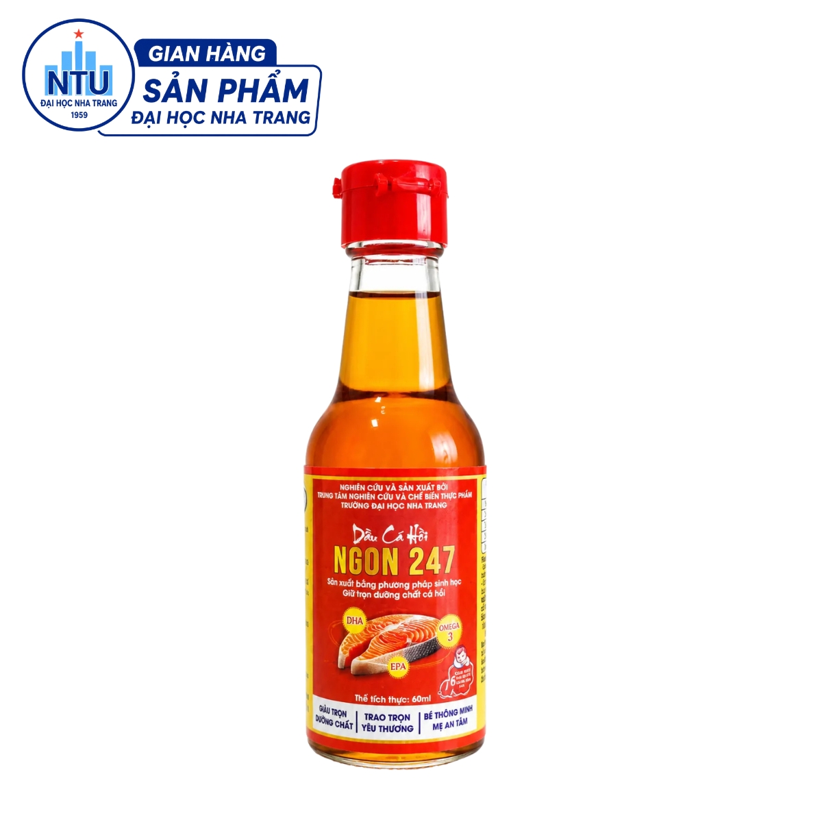 Dầu cá hồi Ngon247 - Đại học Nha Trang - (chai 60ml)