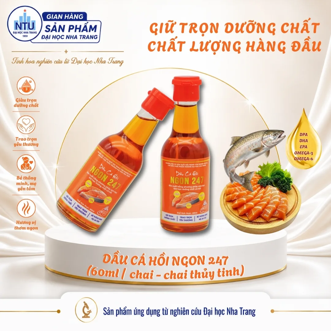 Dầu cá hồi Ngon247 [Đại học Nha Trang] - chai 60ml