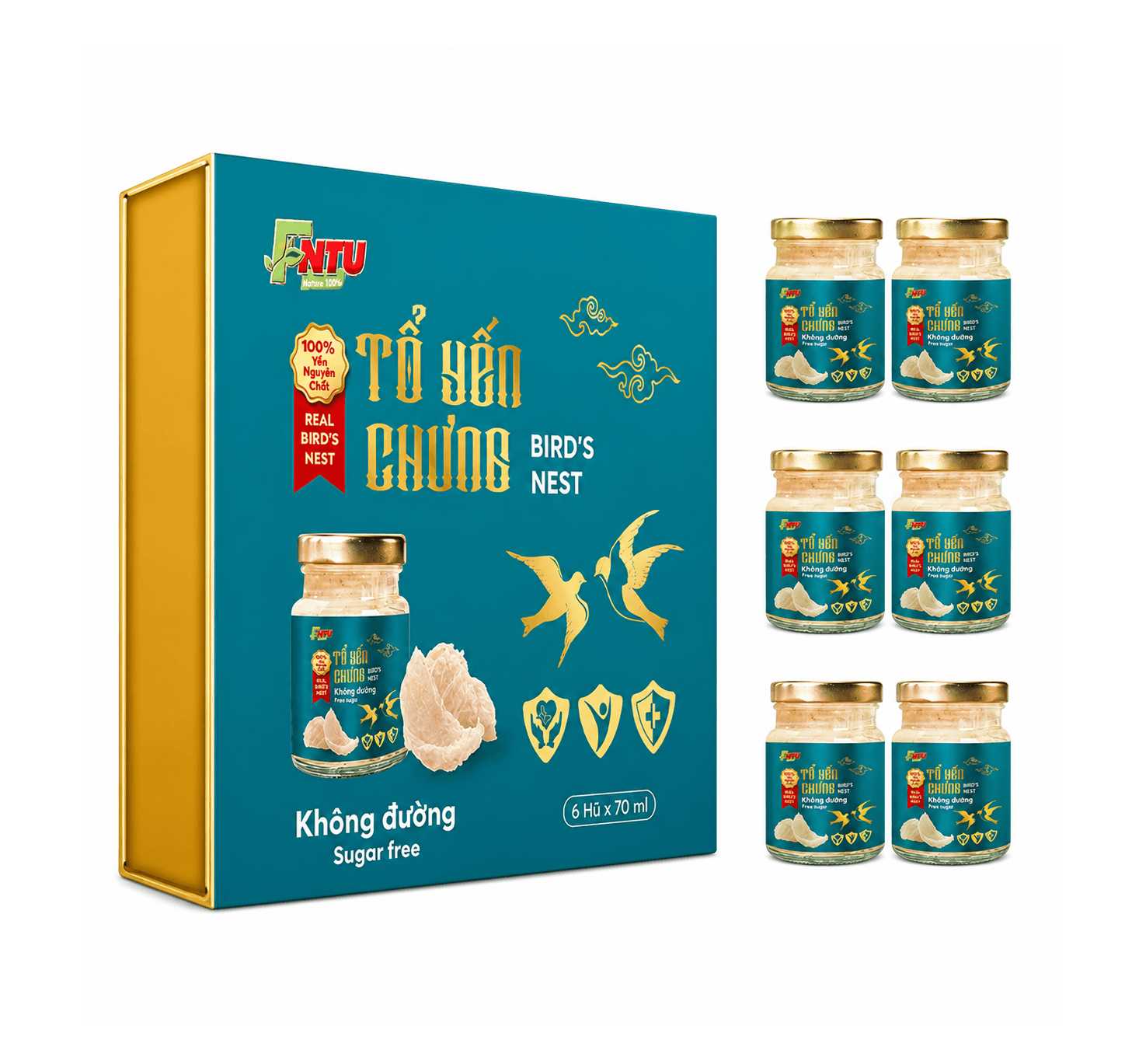 TỔ YẾN CHƯNG KHÔNG ĐƯỜNG - HỘP 6 HŨ