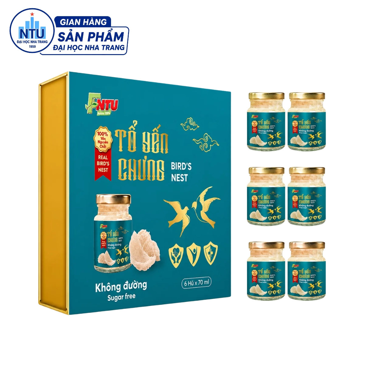 TỔ YẾN CHƯNG KHÔNG ĐƯỜNG - HỘP 6 HŨ
