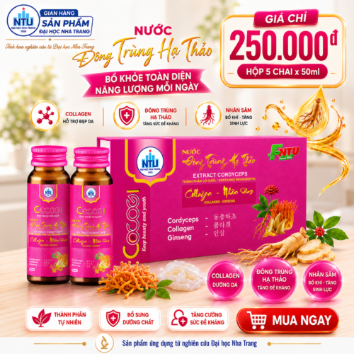 Nước Đông Trùng Hạ Thảo COCOGI (hộp 5 chai x 50ml) [Đại học Nha Trang]