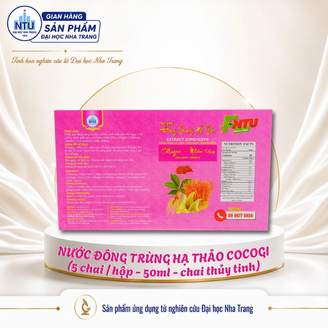 Nước Đông Trùng Hạ Thảo COCOGI (hộp 5 chai x 50ml) [Đại học Nha Trang]