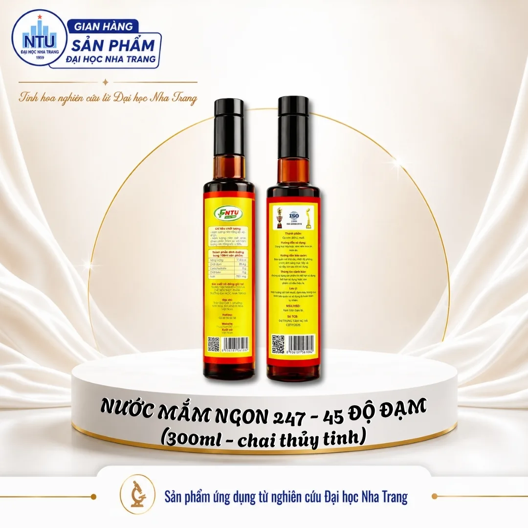 Nước mắm giảm mặn Ngon247 - 45 độ đạm (hộp 4 chai x 300ml) [Đại học Nha Trang]
