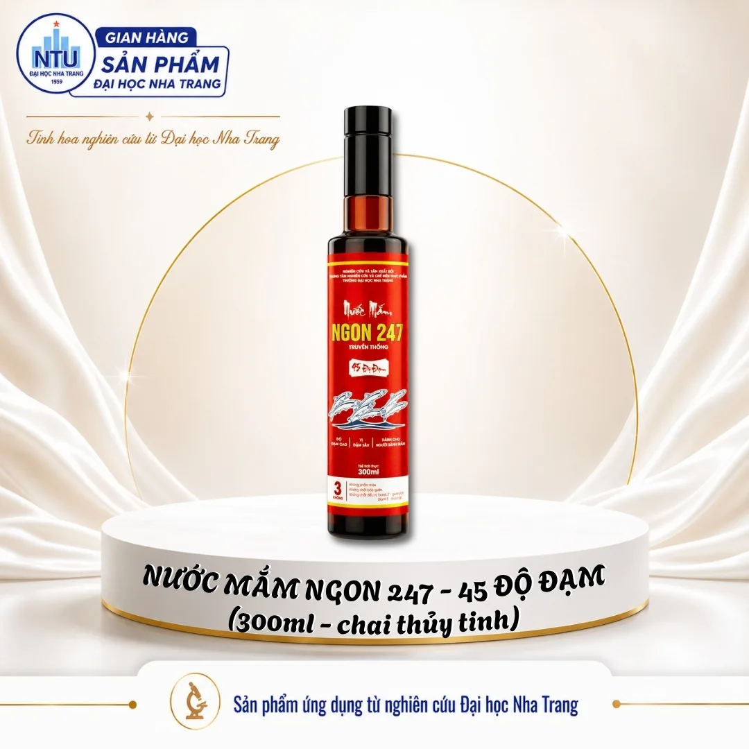 Nước mắm giảm mặn Ngon247 - 45 độ đạm (hộp 4 chai x 300ml) [Đại học Nha Trang]