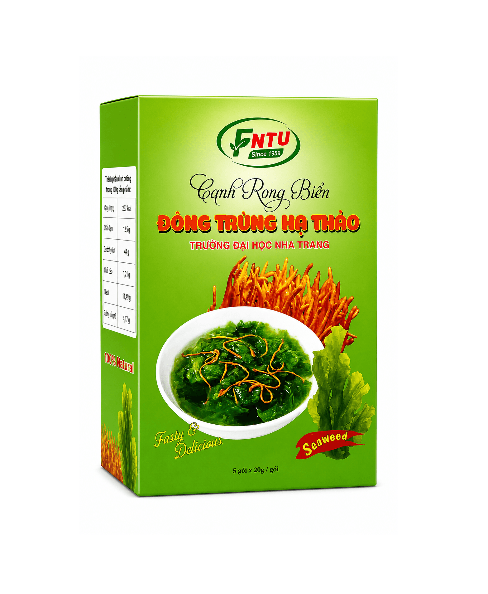 Canh rong biển đông trùng hạ thảo (hộp 5 gói 20g)
