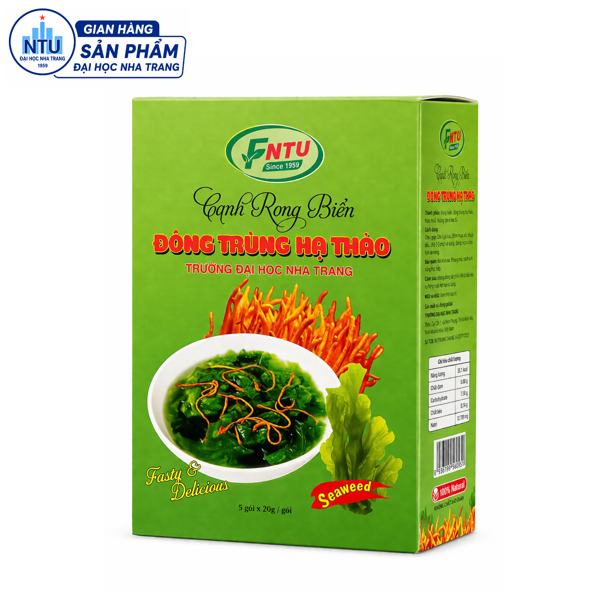 Canh rong biển đông trùng hạ thảo (hộp 5 gói 20g)