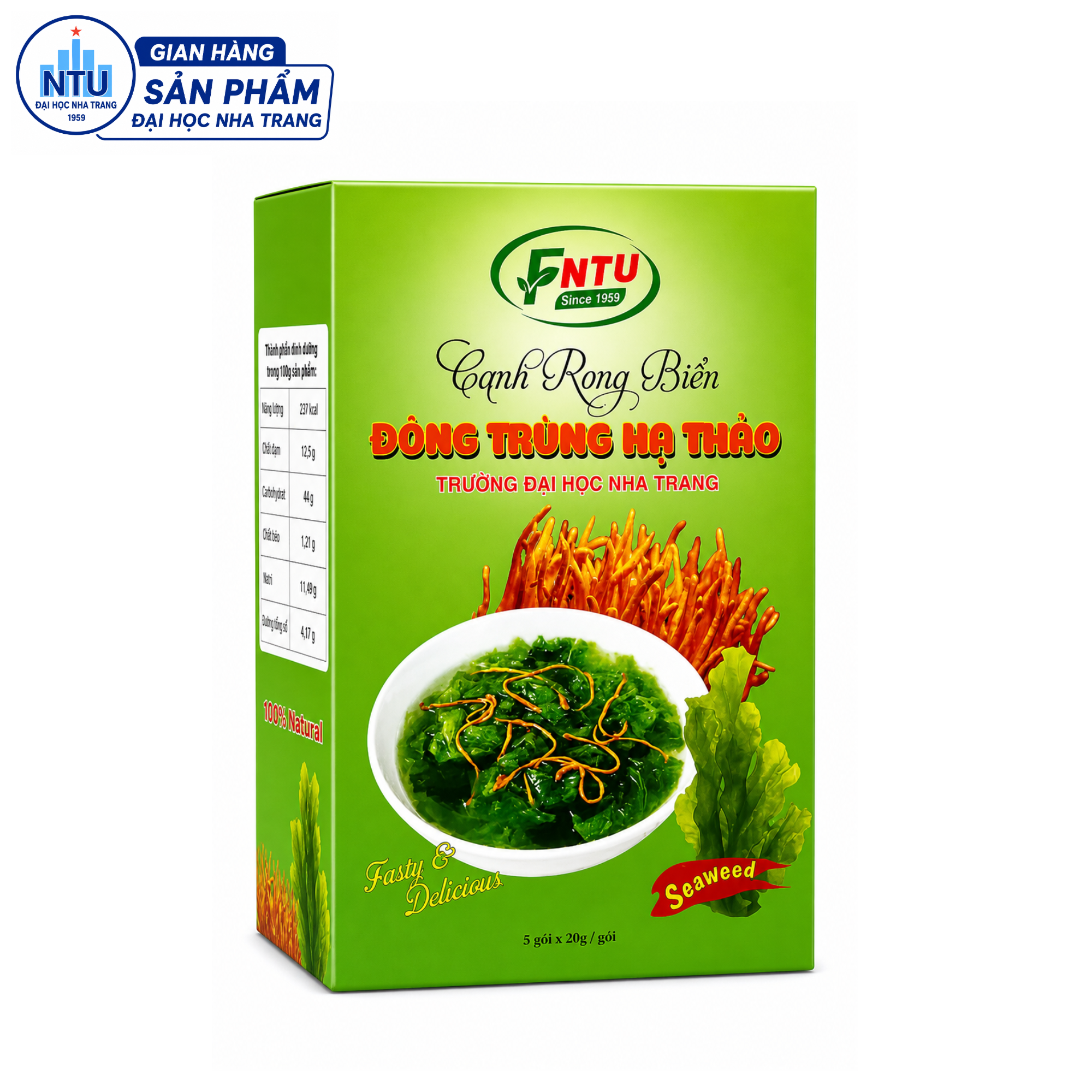 Canh rong biển đông trùng hạ thảo (hộp 5 gói 20g)