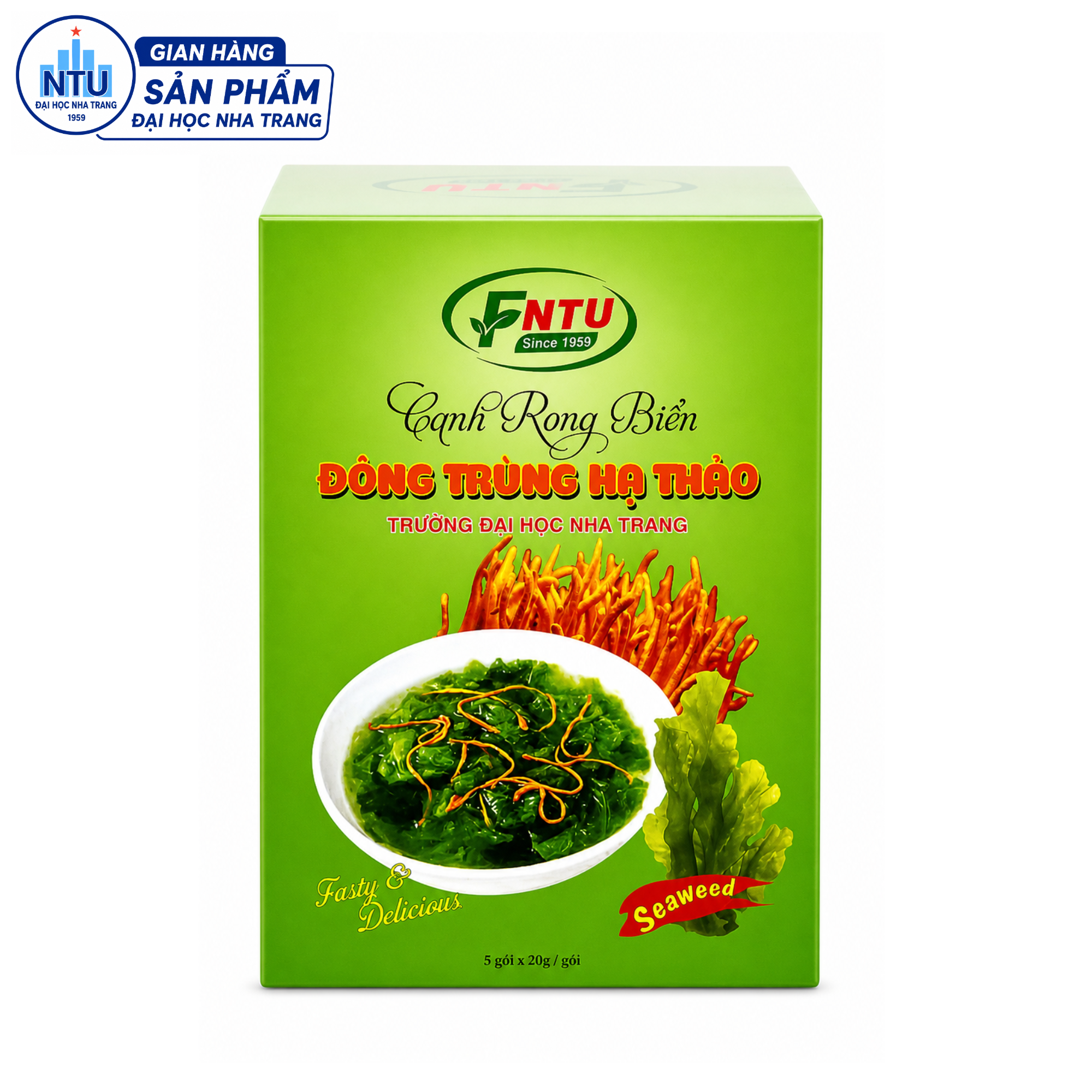 Canh rong biển đông trùng hạ thảo (hộp 5 gói 20g)