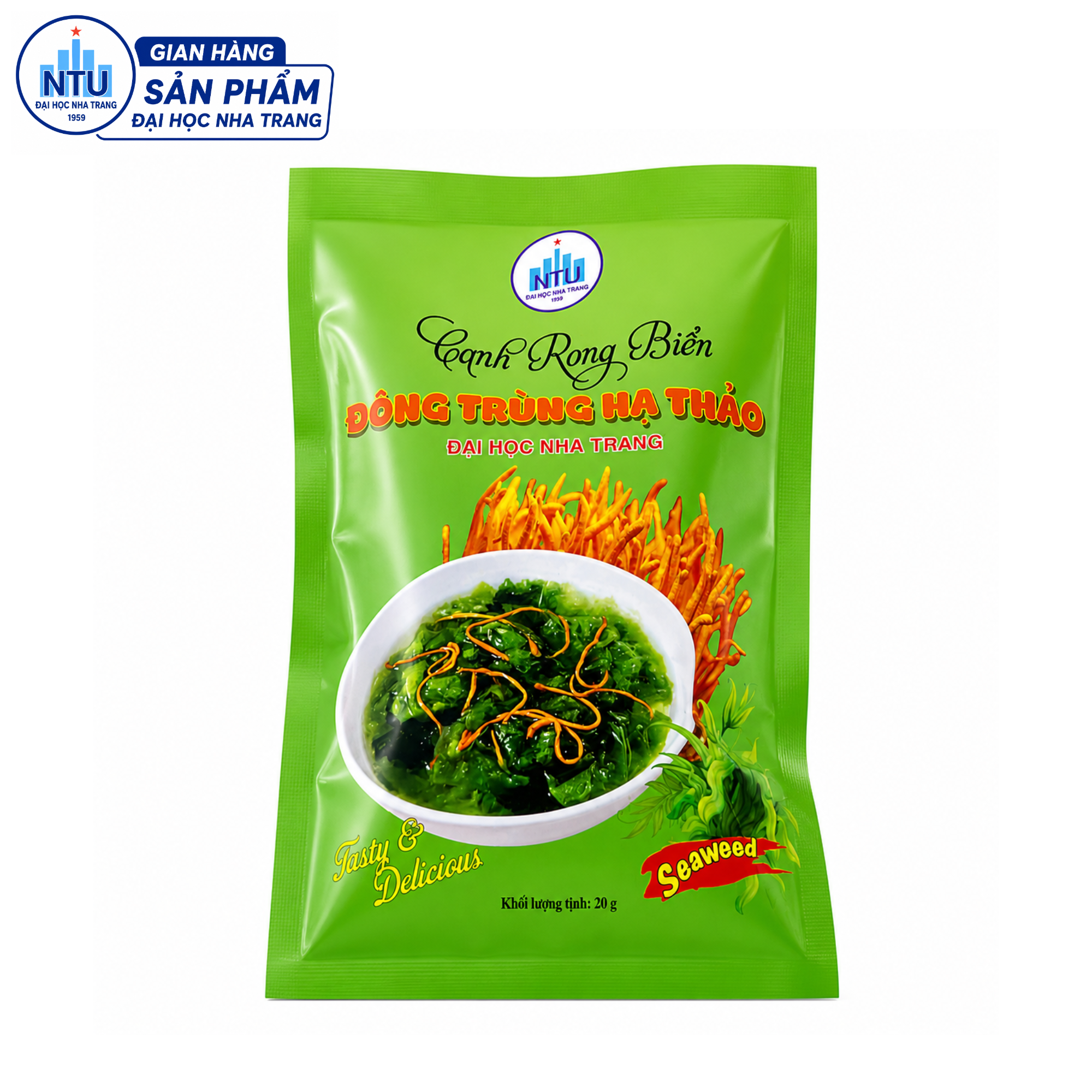 Canh rong biển đông trùng hạ thảo (hộp 5 gói 20g)