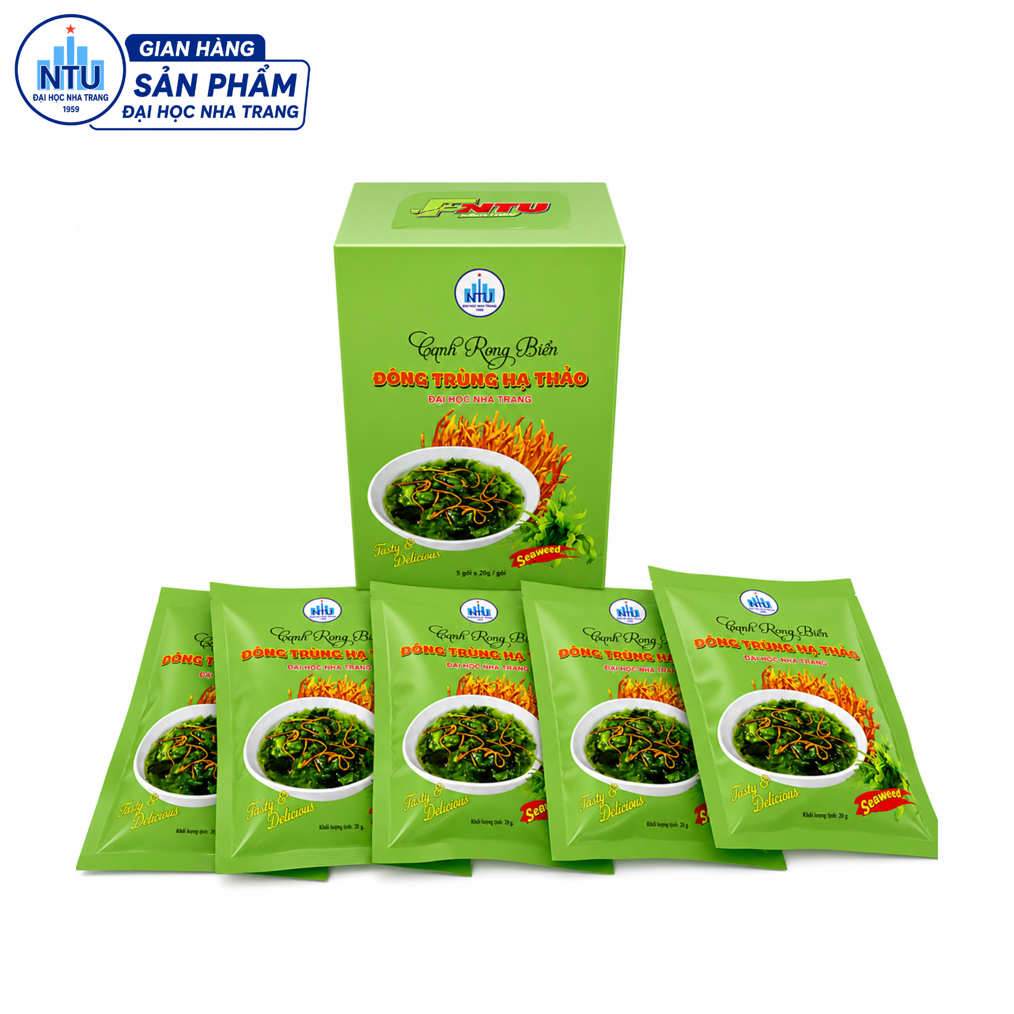 Canh rong biển đông trùng hạ thảo (hộp 5 gói 20g)
