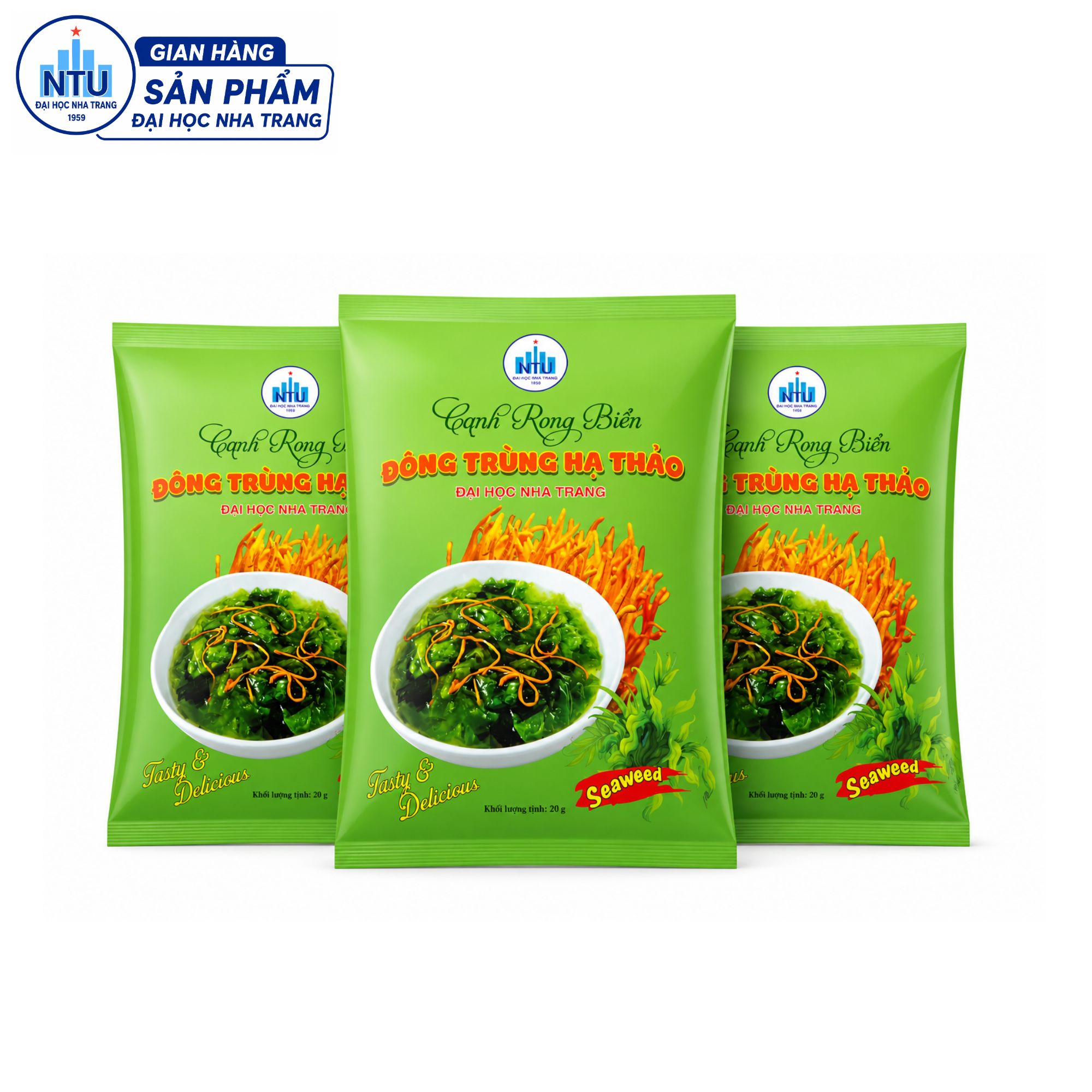 Canh rong biển đông trùng hạ thảo (hộp 5 gói 20g)