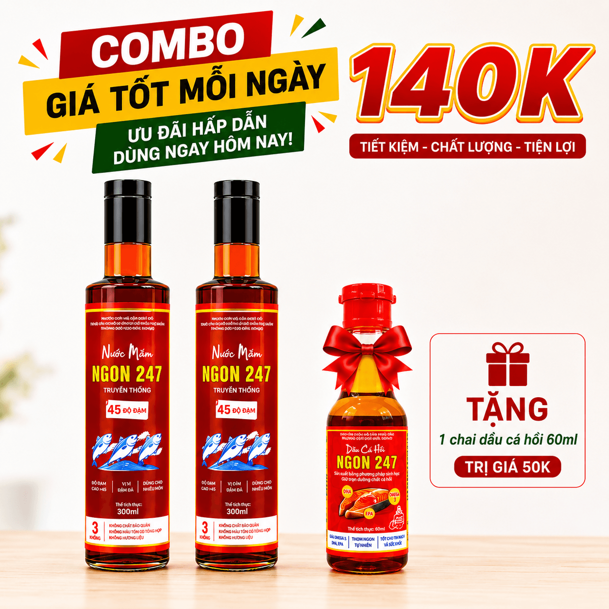 COMBO: 2 chai nước mắm ngon247 - 45 độ đạm