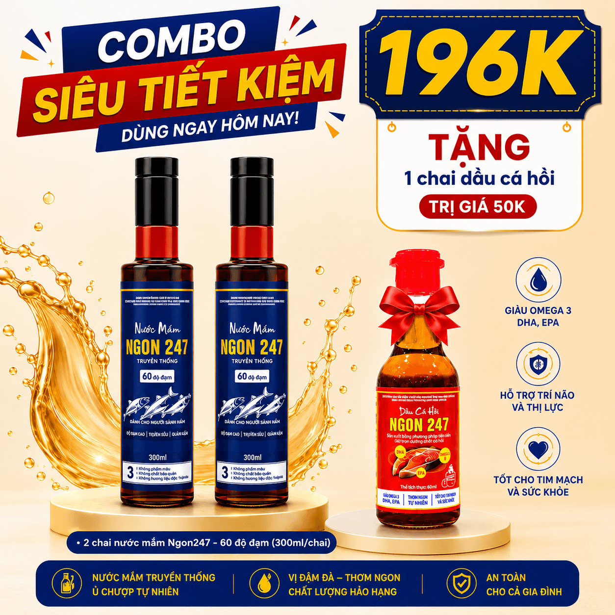 COMBO: 2 chai nước mắm ngon247 - 60 độ đạm