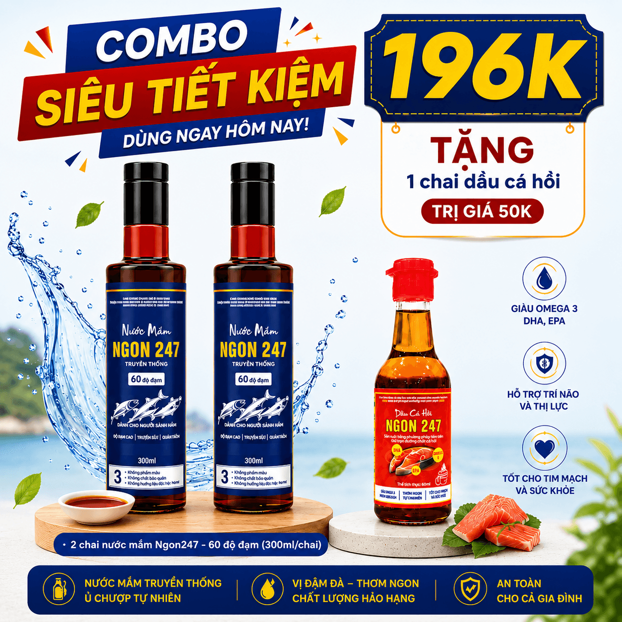 COMBO: 2 chai nước mắm ngon247 - 60 độ đạm