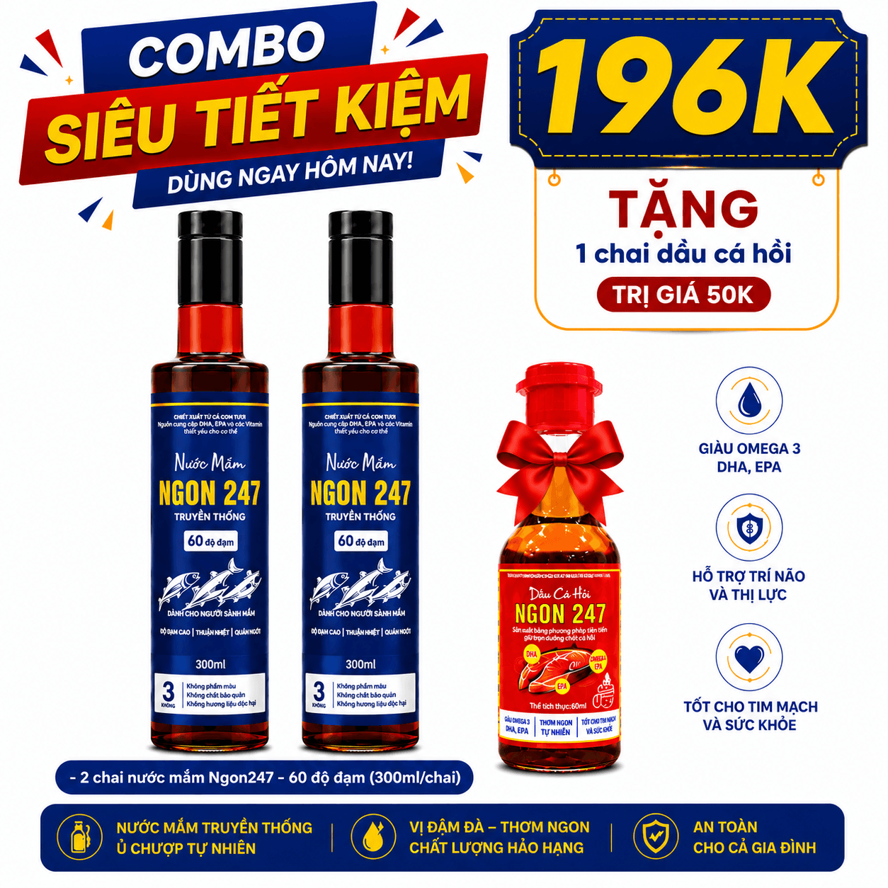 COMBO: 2 chai nước mắm ngon247 - 60 độ đạm