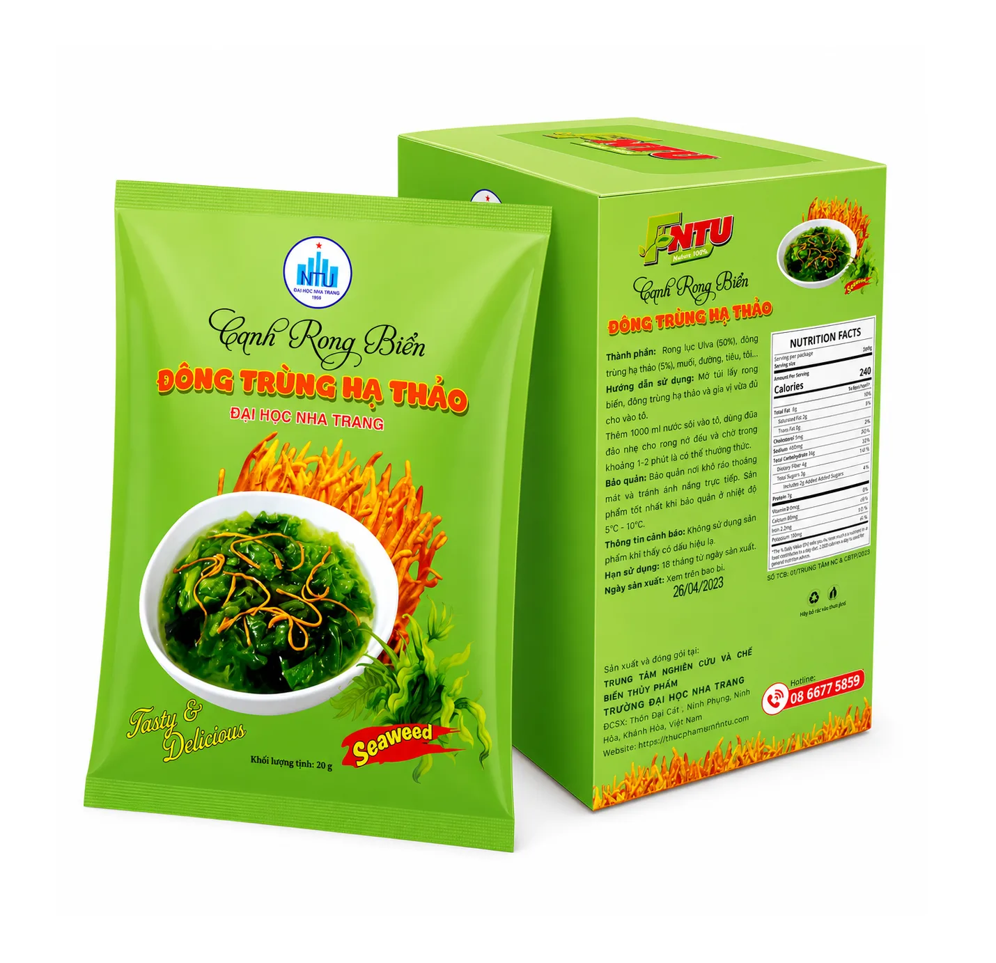 Canh rong biển đông trùng hạ thảo (gói 20g)
