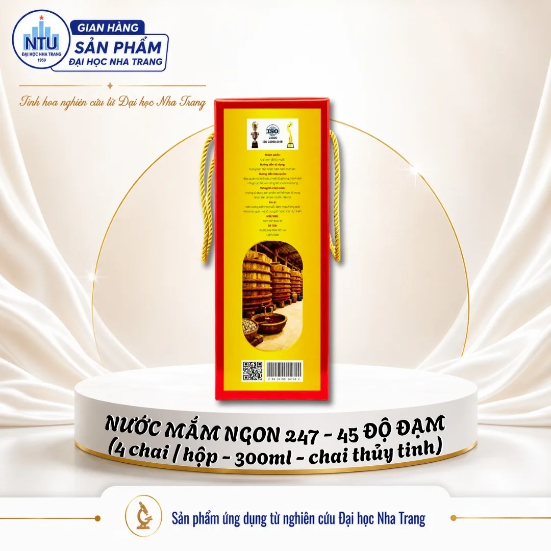 Nước mắm giảm mặn Ngon247 - 45 độ đạm (hộp 4 chai x 300ml) [Đại học Nha Trang]