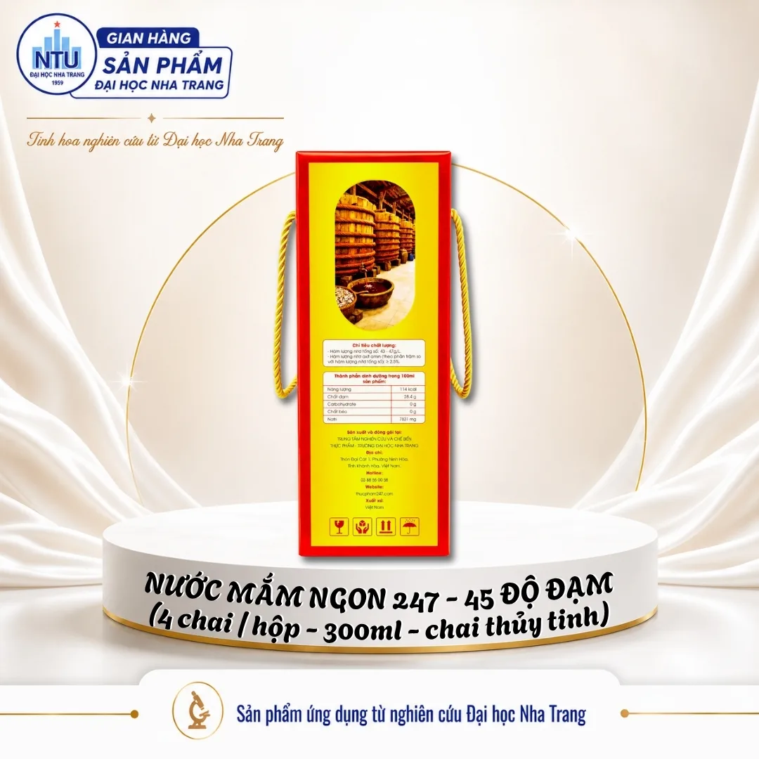 Nước mắm giảm mặn Ngon247 - 45 độ đạm (hộp 4 chai x 300ml) [Đại học Nha Trang]