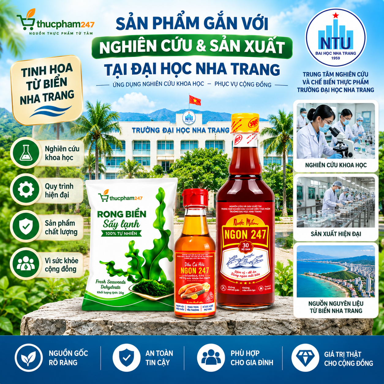 Combo Trải Nghiệm 49K – Nước Mắm, Rong Biển & Dầu Cá Hồi | Đại học Nha Trang