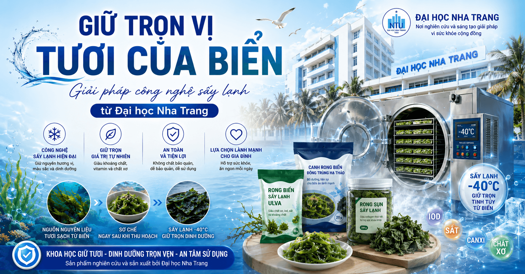 Giữ Trọng Vị Tươi Của Biển – Giải pháp công nghệ sấy lạnh từ Đại học Nha Trang