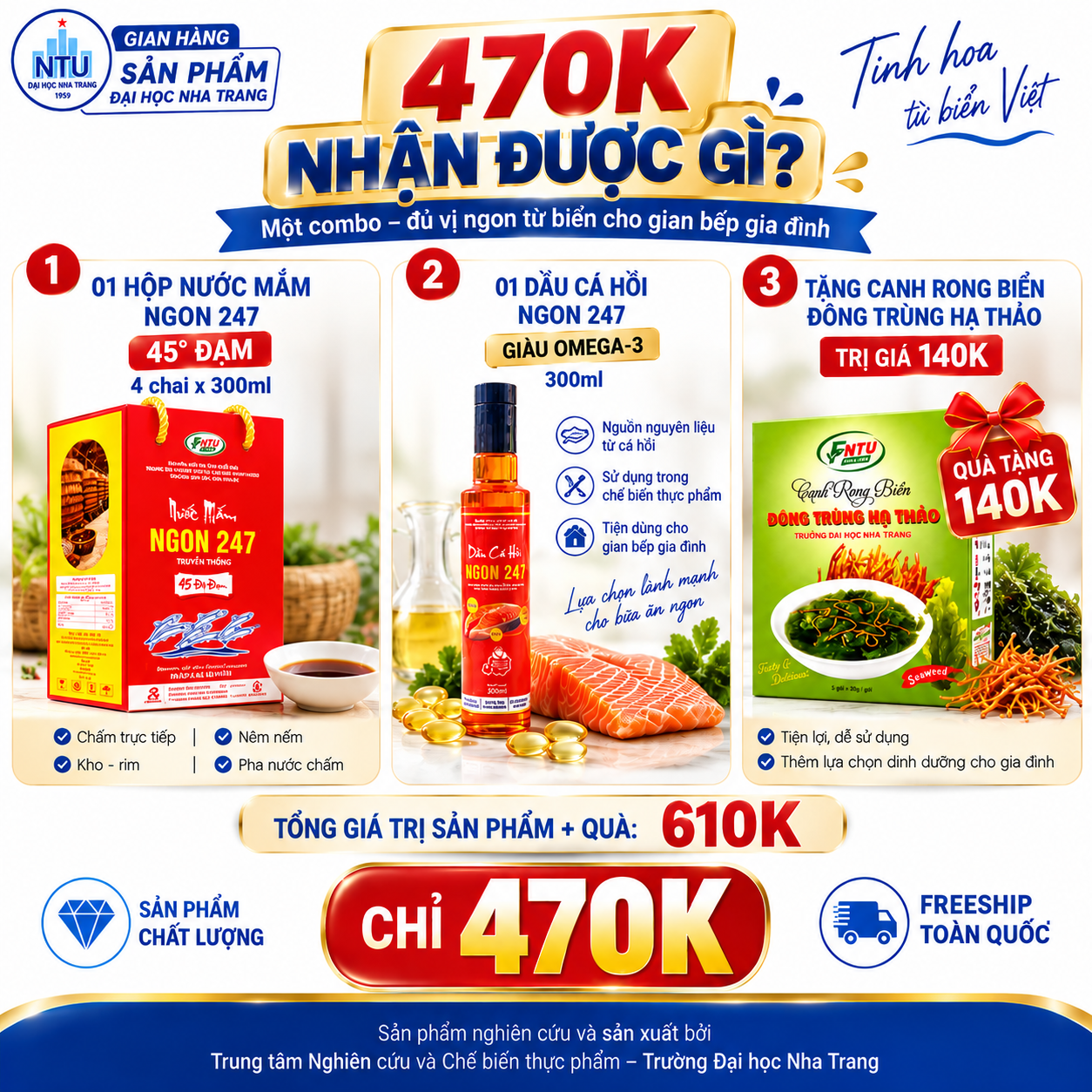 Combo Tinh Hoa Đại Dương – 470K Tặng Quà 140K