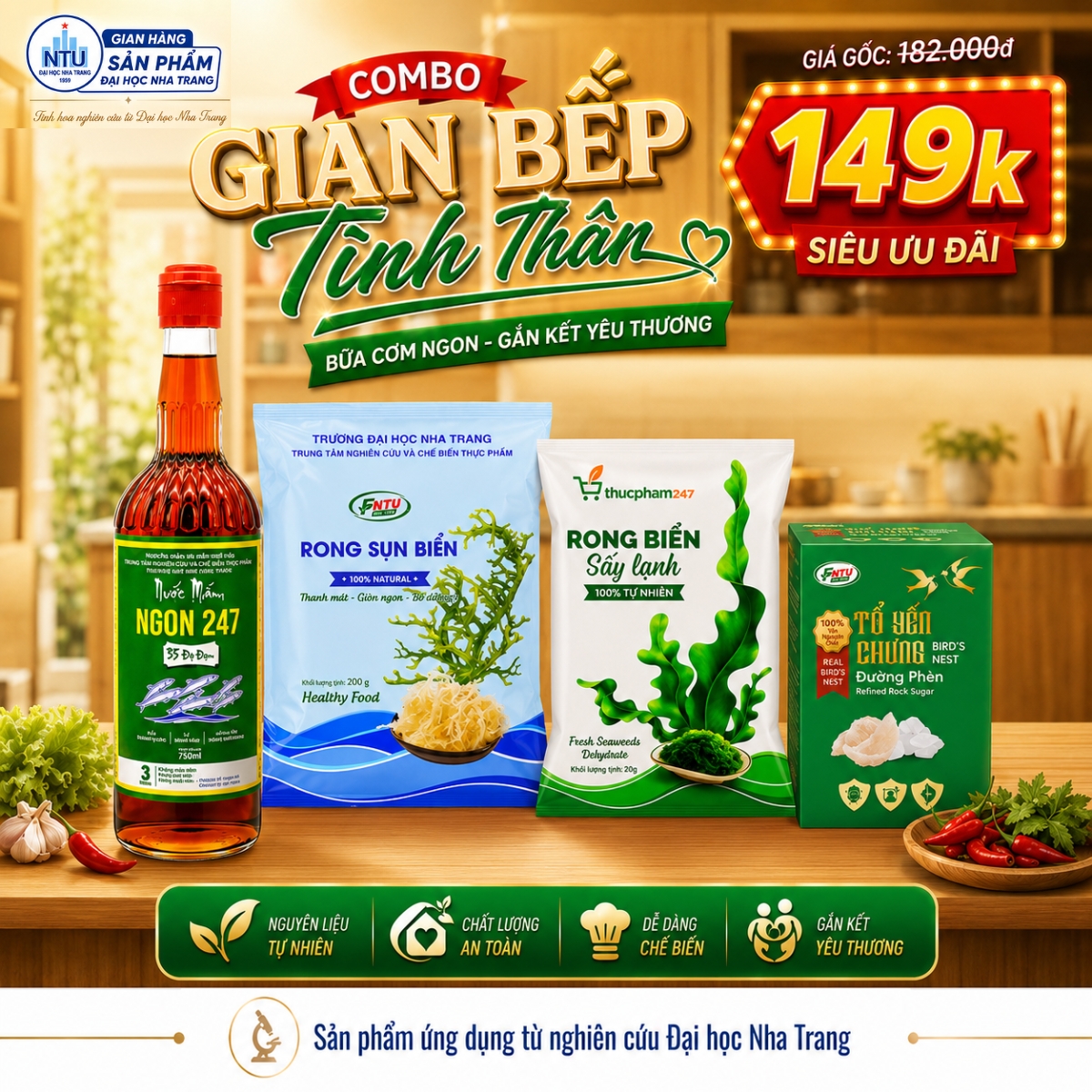 Combo Gian Bếp Tình Thân 149K - Trọn Vị Bữa Cơm, Bồi Bổ Sức Khỏe Cho Cả Gia Đình