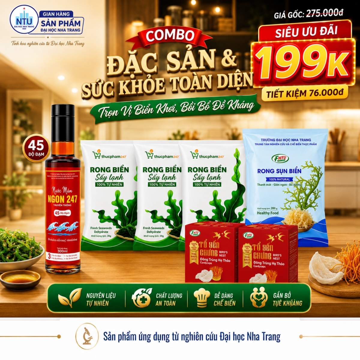 Combo Đặc Sản & Sức Khỏe Toàn Diện 199K - Trọn Vị Biển Khơi, Bồi Bổ Đề Kháng
