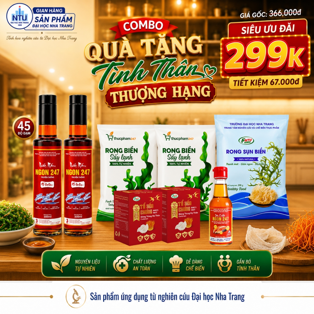 Combo Quà Tặng Tình Thân Thượng Hạng 299K - Tinh Hoa Đặc Sản & Dinh Dưỡng Cao Cấp