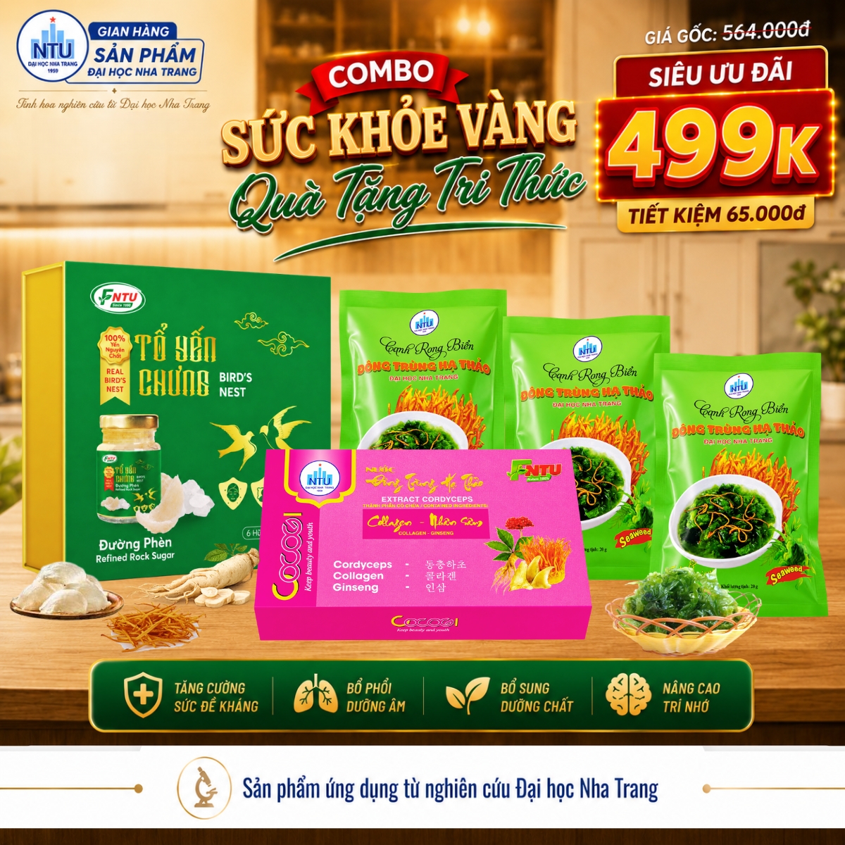 Combo Sức Khỏe Vàng - Quà Tặng Tri Thức 499K - Tinh Hoa Công Nghệ Sinh Học Cao Cấp