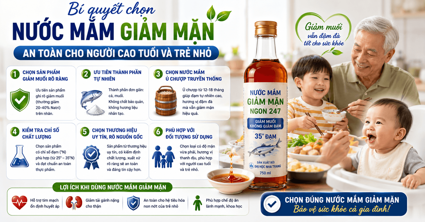 🚨Bí quyết chọn nước mắm giảm mặn an toàn cho người cao tuổi và trẻ nhỏ