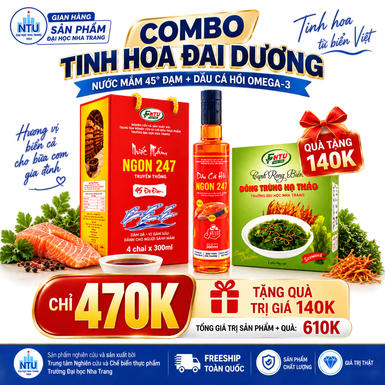 Combo Tinh Hoa Đại Dương – 470K Tặng Quà 140K