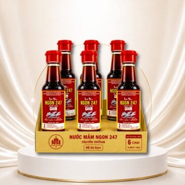 Nước mắm giảm mặn Ngon 247 – 45 độ đạm [Đại học Nha Trang] – Hộp 6 chai x 60ml