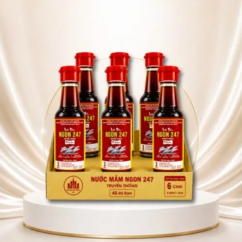 Nước mắm giảm mặn Ngon 247 – 45 độ đạm [Đại học Nha Trang] – Hộp 6 chai x 60ml