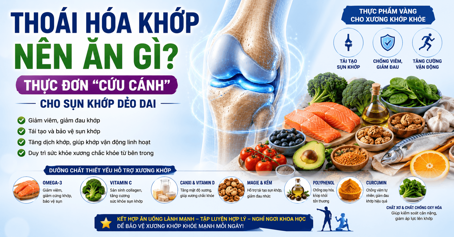 Thoái Hóa Khớp Nên Ăn Gì? Thực Đơn “Cứu Cánh” Cho Sụn Khớp Dẻo Dai
